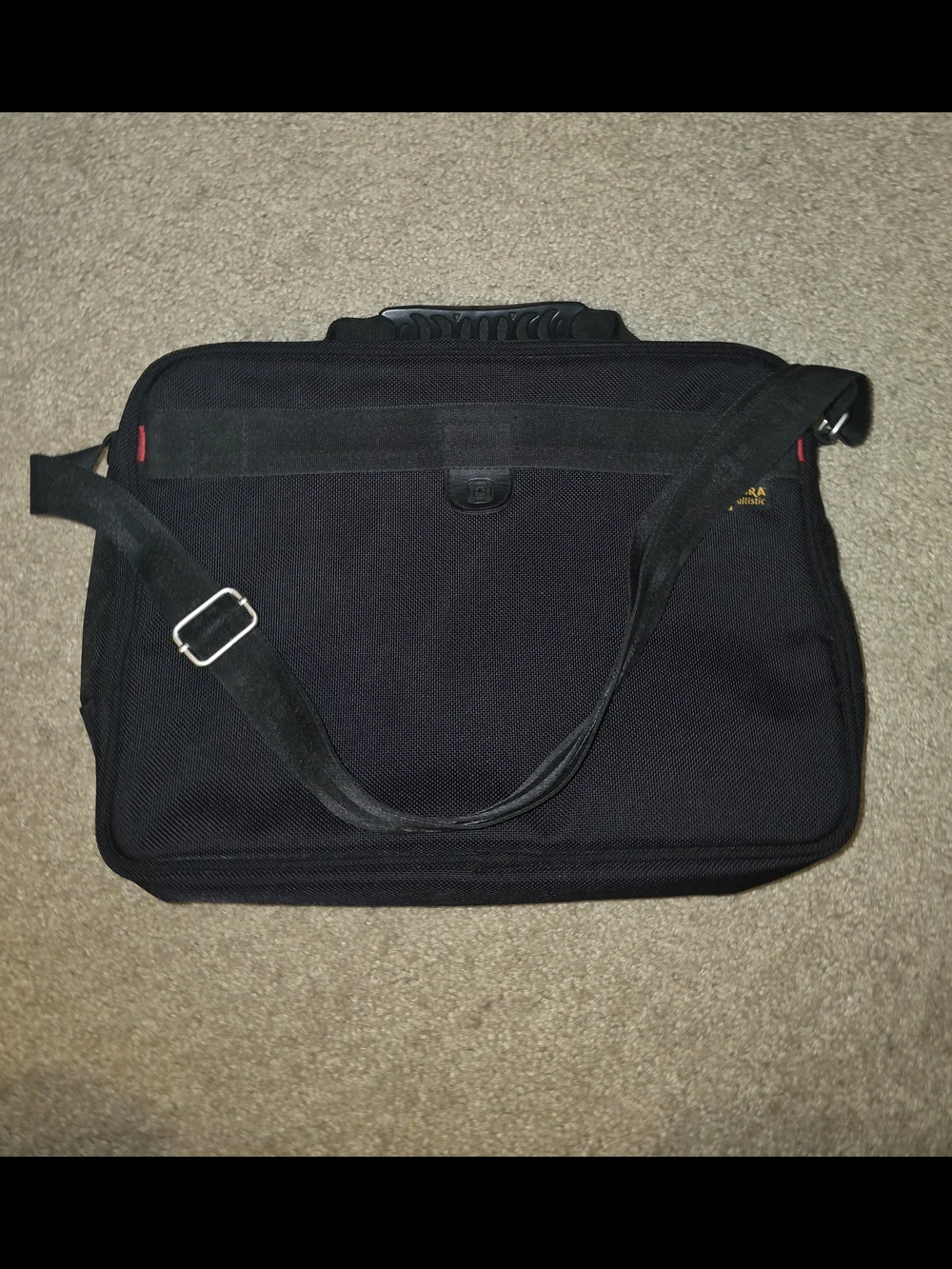 SwissGear Black Laptop Messenger Bag with Red Accents